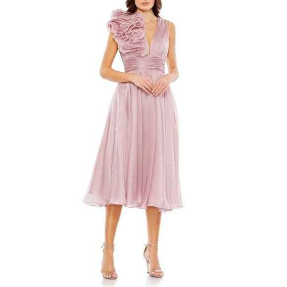 Mac Duggal Empire Rosette Midi Dress Sleeveless Women's Size 8 NWT - Picture 1 of 12
